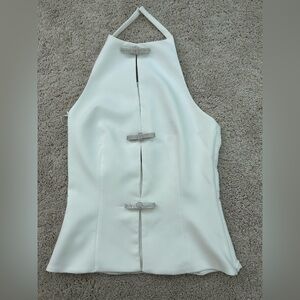 Zara White Halter Top with Silver Accents